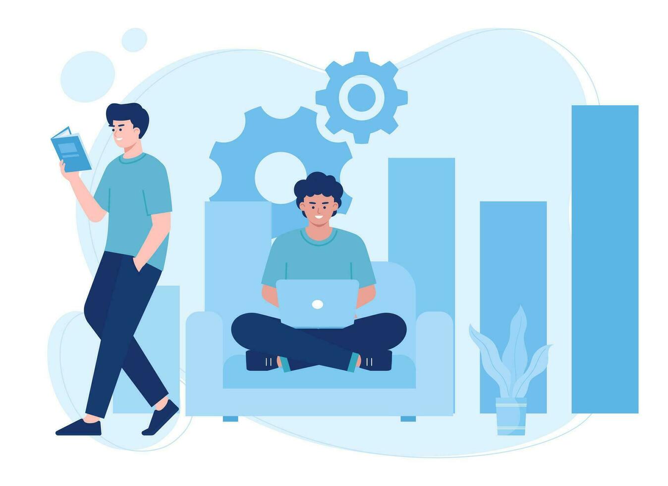 Learn business growth together concept flat illustration vector