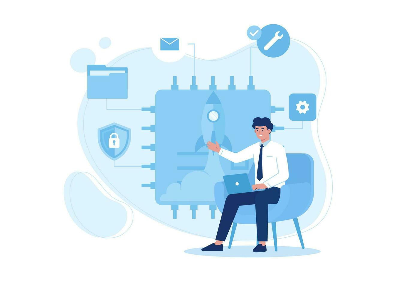 Mechanical company administrator trending concept flat illustration vector