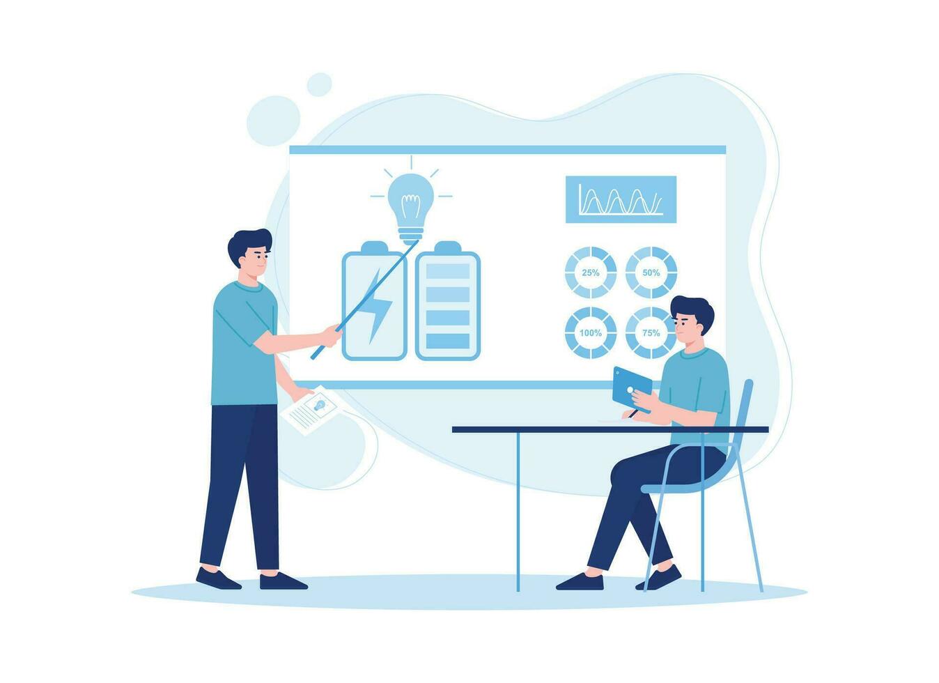 People searching for new ideas solutions, brainstorming trending flat illustration vector