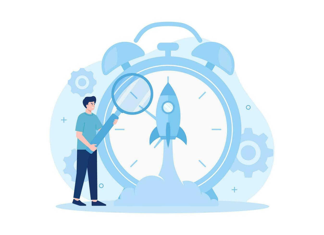 Right time to launch a business concept trending flat illustration vector