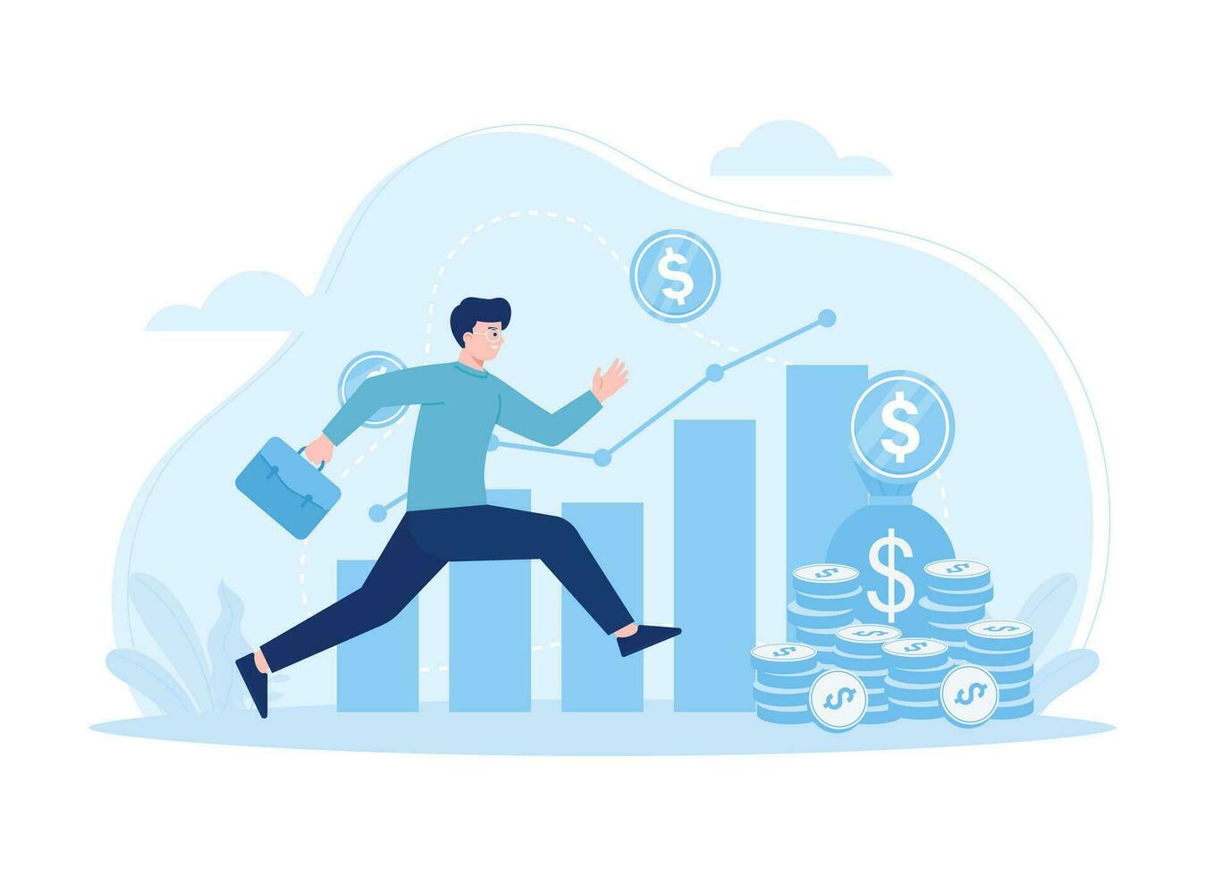Target increasing finance growth profit earning trending concept flat illustration vector