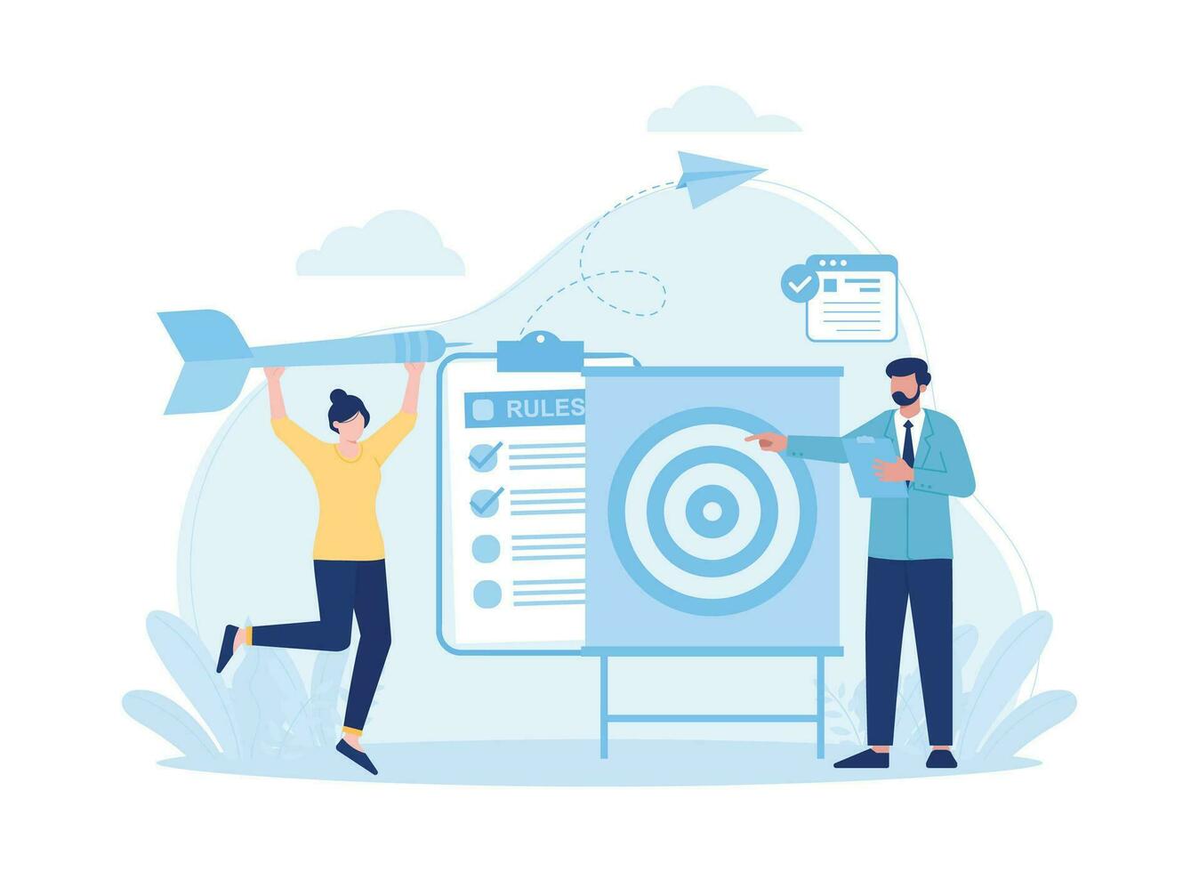 Entrepreneurs plan tasks and business goals with employee for business  success. flat illustration 26023102 Vector Art at Vecteezy