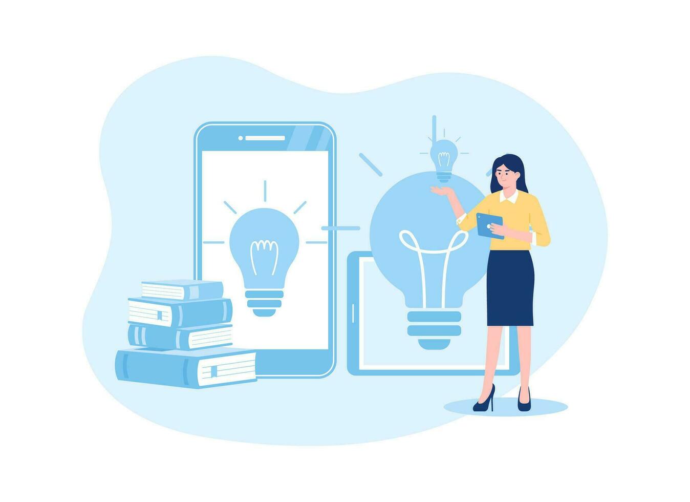 Study with gadgets trending concept flat illustration vector