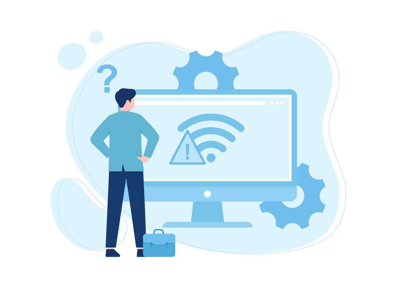 Looking for internet trouble solutions concept flat illustration vector