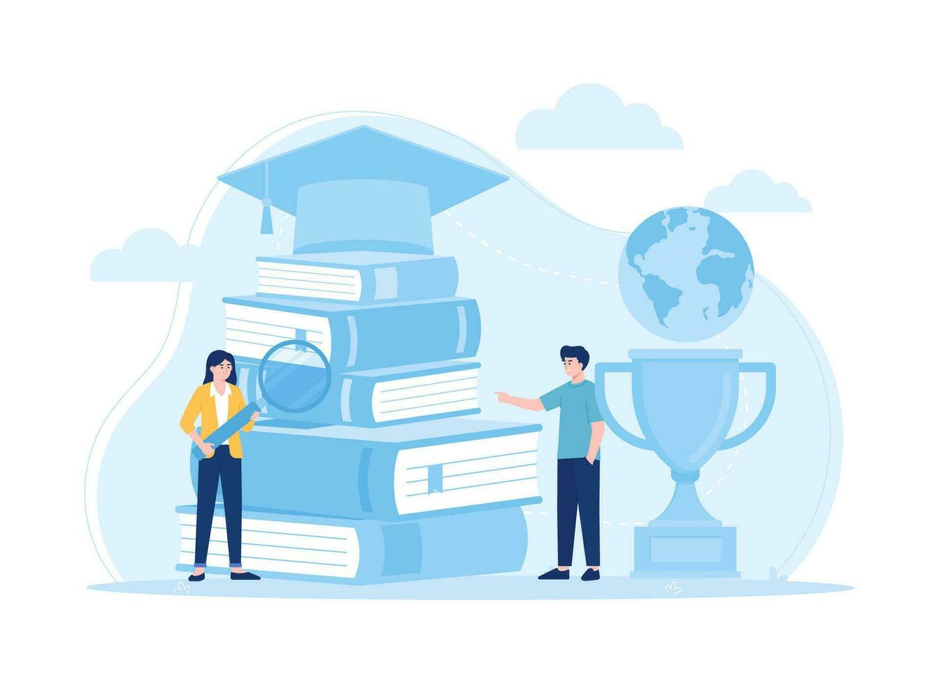 Thesis for graduation trending concept flat illustration vector