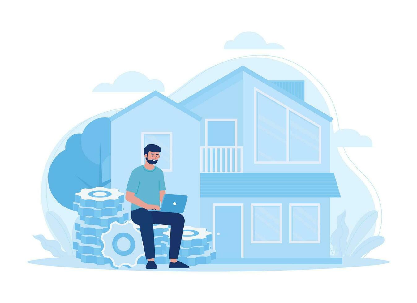 Redesigning a house trending concept flat illustration vector