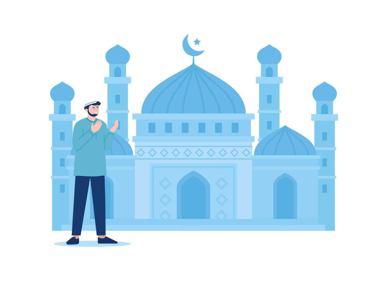Muslim praying in the mosque concept flat illustration vector