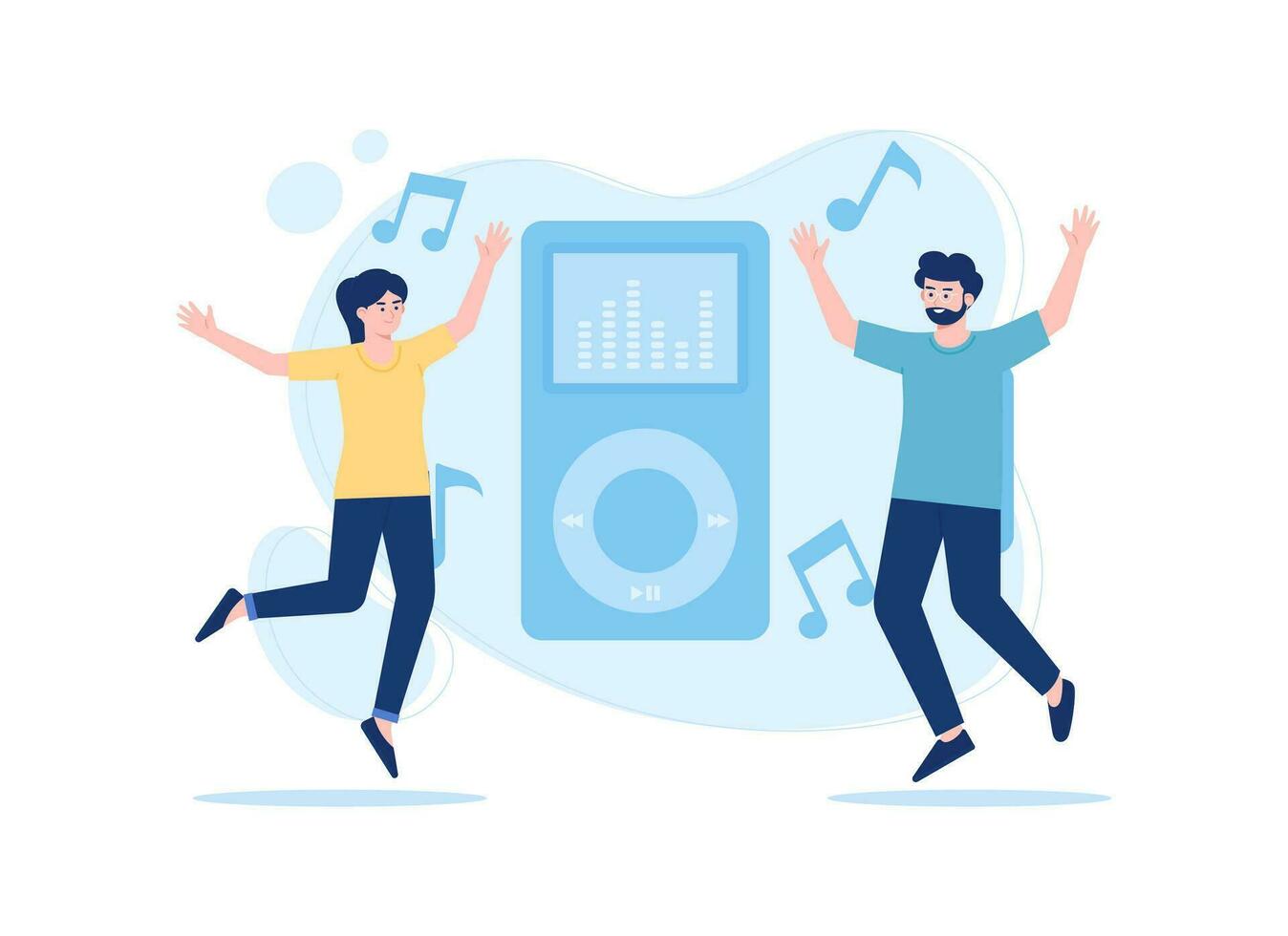 Dancing listening to music concept trending flat illustration vector