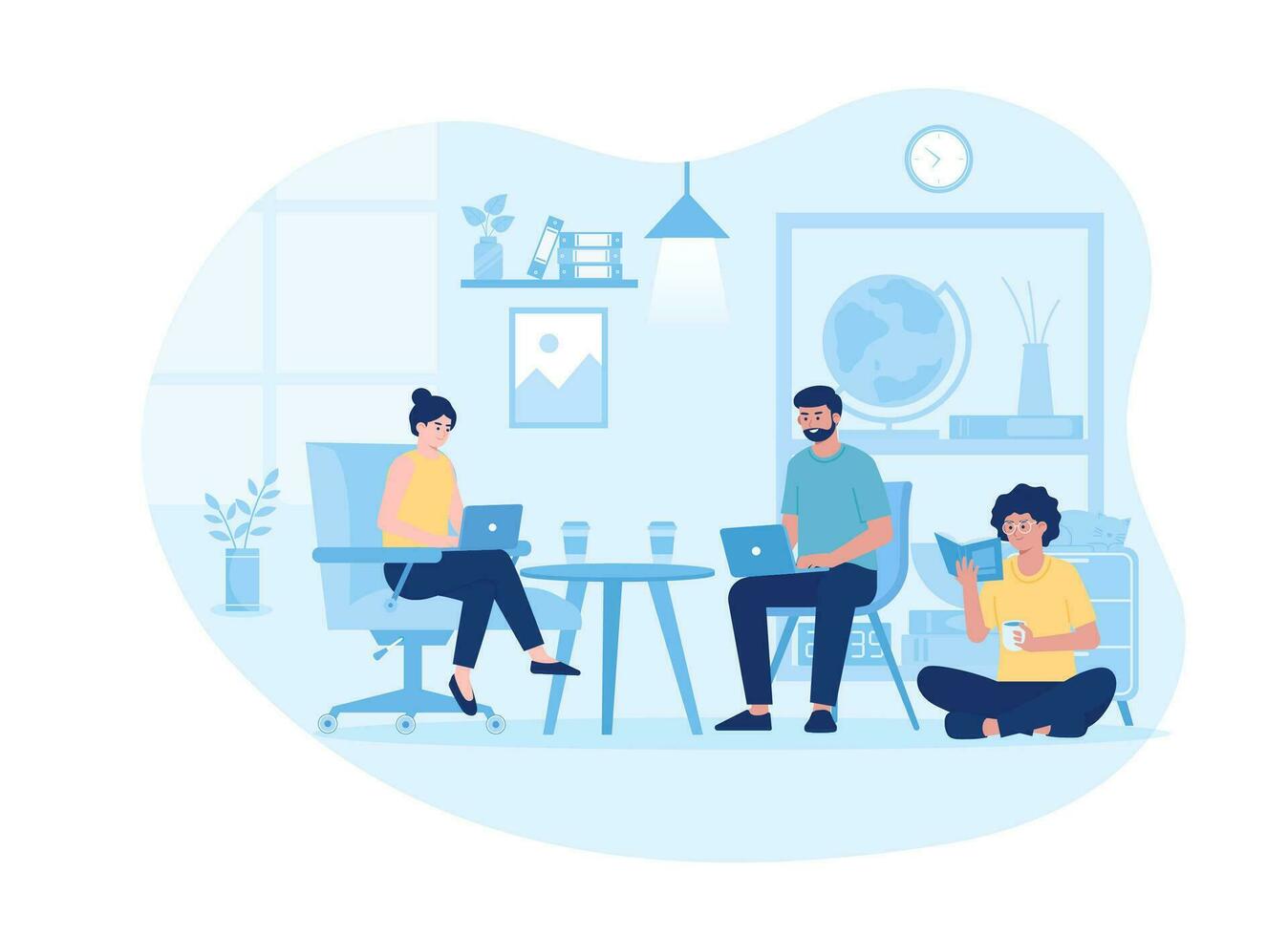 Study together indoors trending concept flat illustration vector