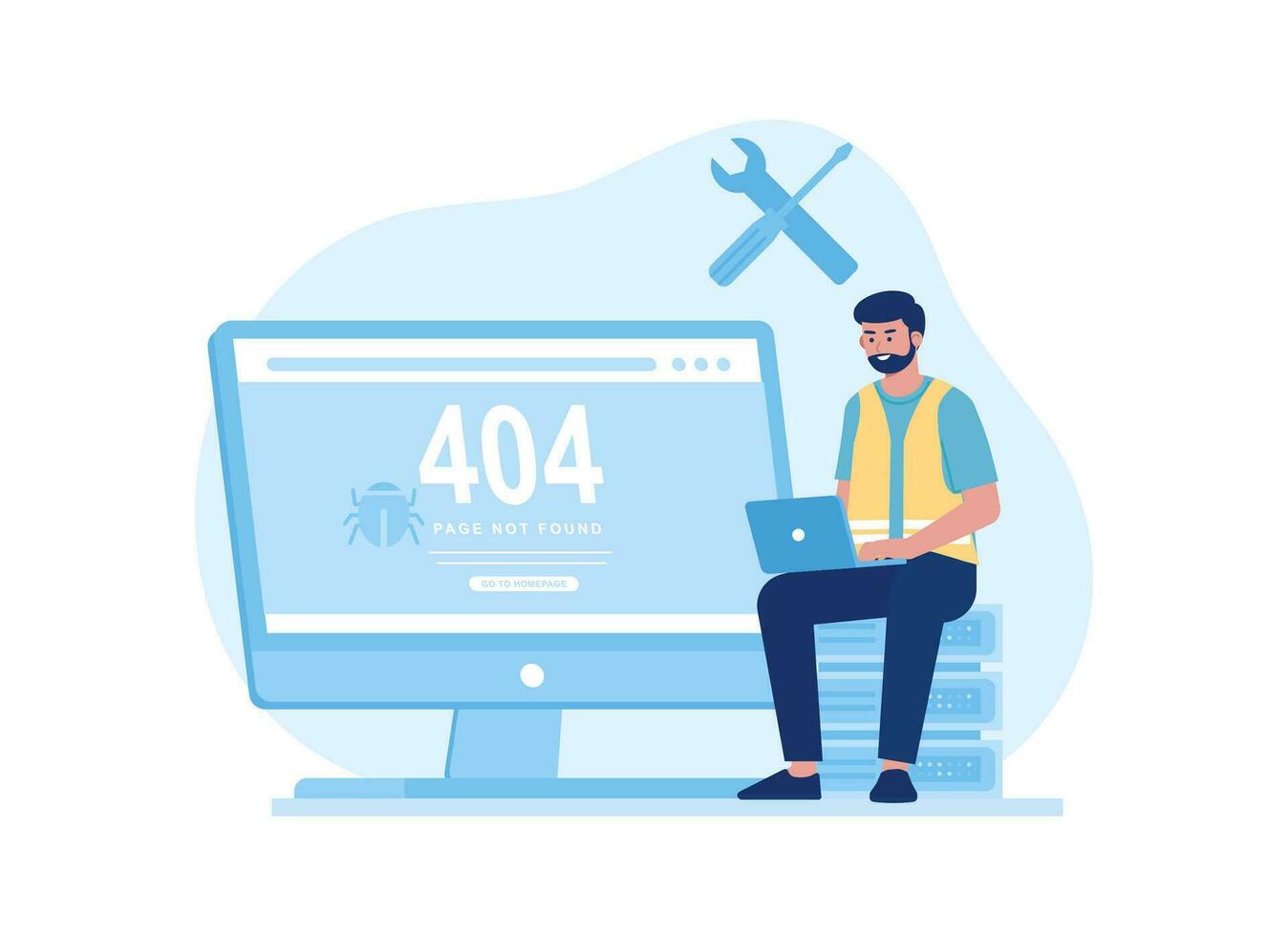fijo 404 errores tendencias concepto plano ilustración vector