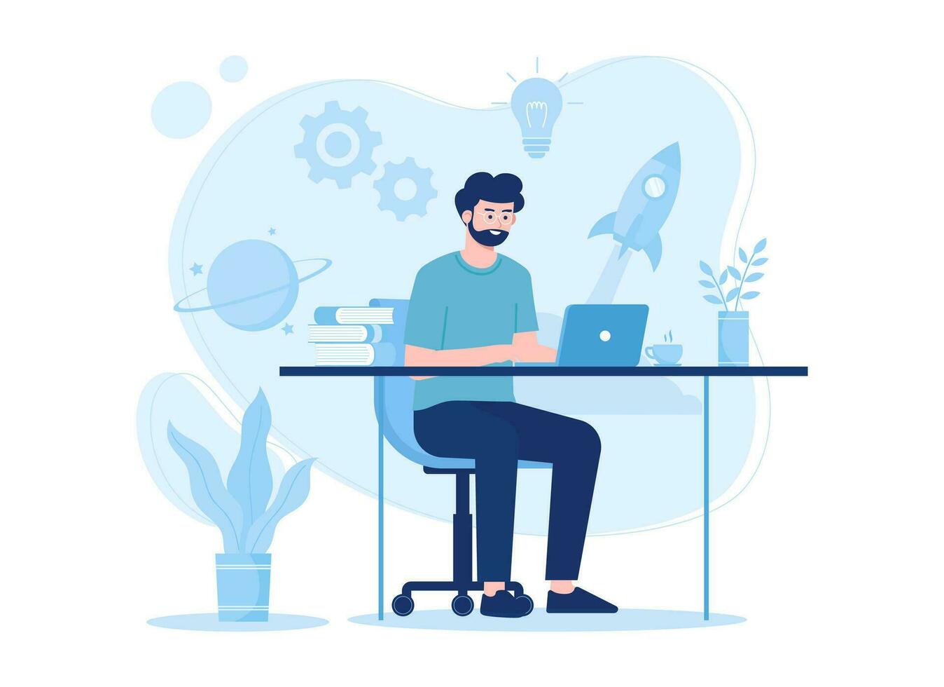People start a business project trending concept flat illustration vector