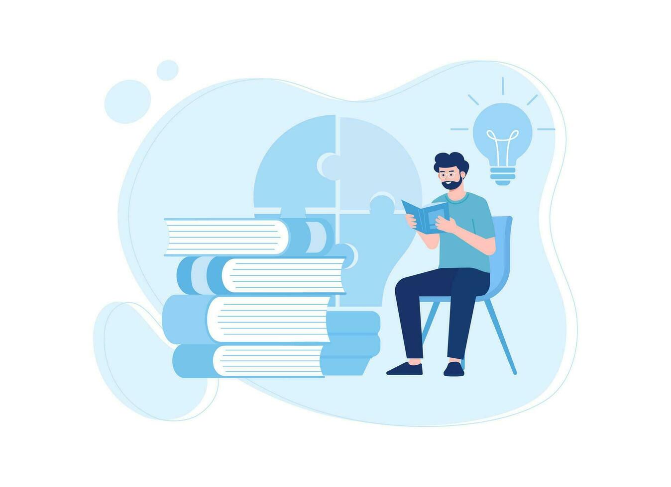 Looking for ideas by reading books trending concept flat illustration vector