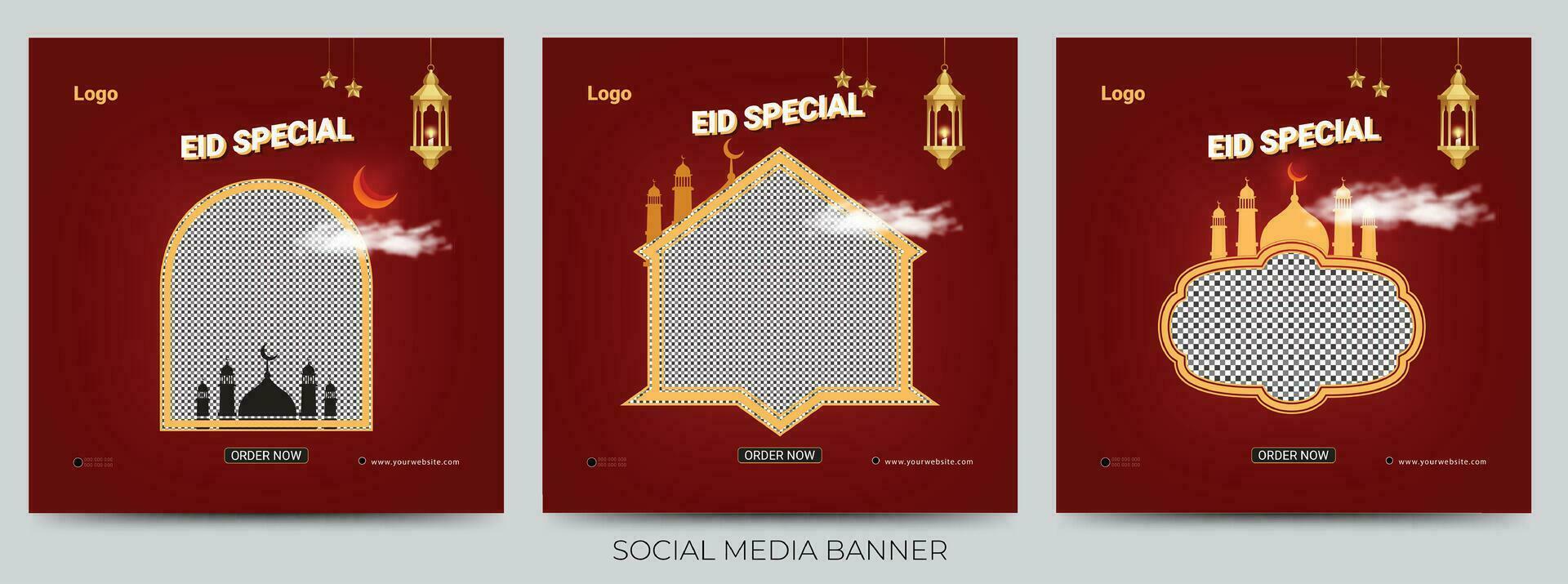 Set of ramadan big sale minimalist social media post template vector