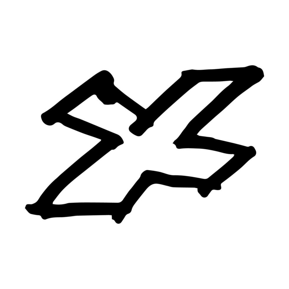 X symbol doodle hand drawing marker style vector