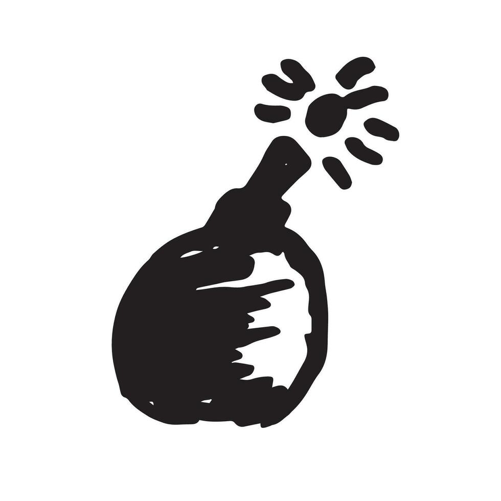 Bomb doodle drawing marker style vector