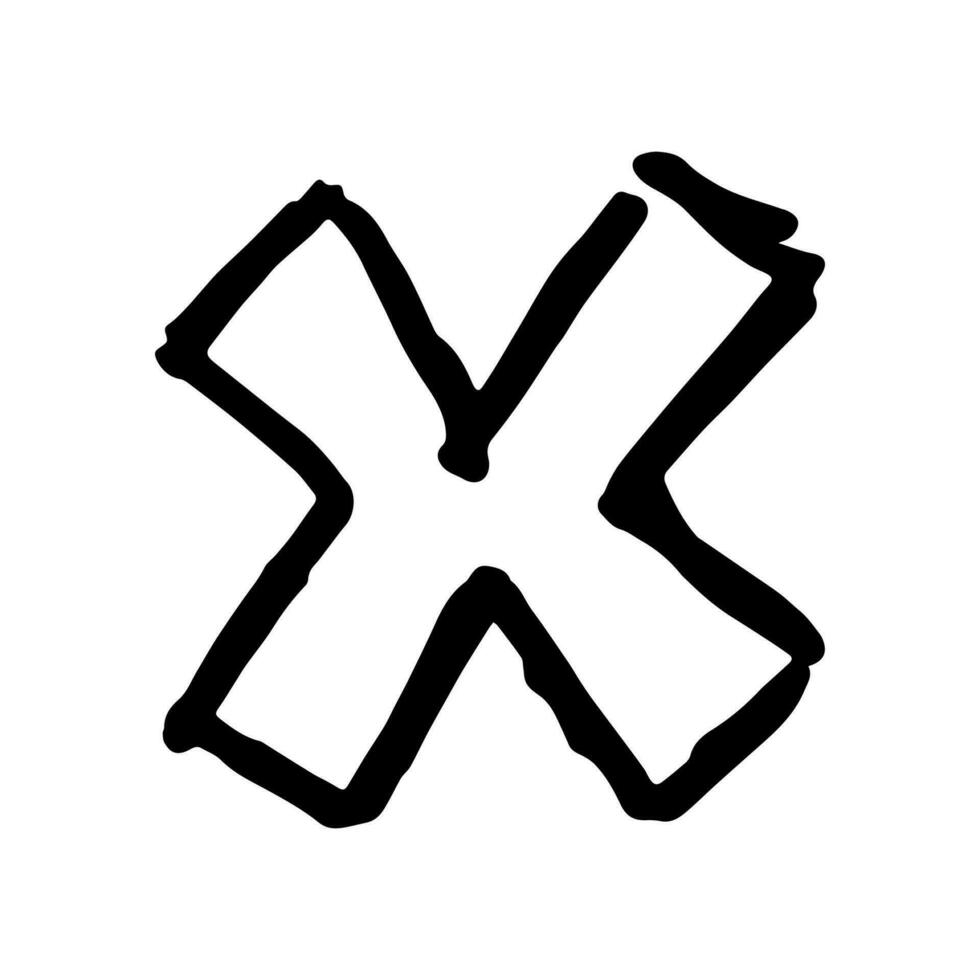 X symbol doodle hand drawing marker style vector
