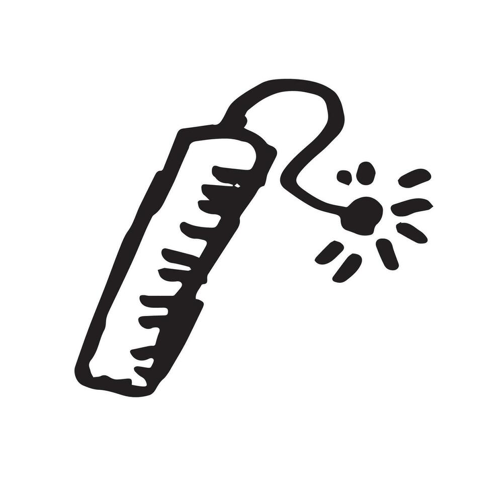 Single dynamite bomb doodle drawing marker style vector