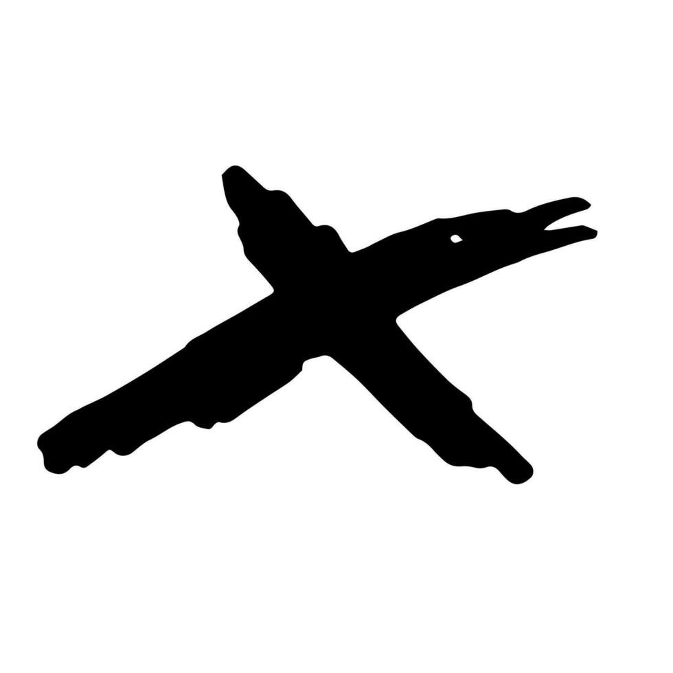 X symbol doodle hand drawing marker style vector