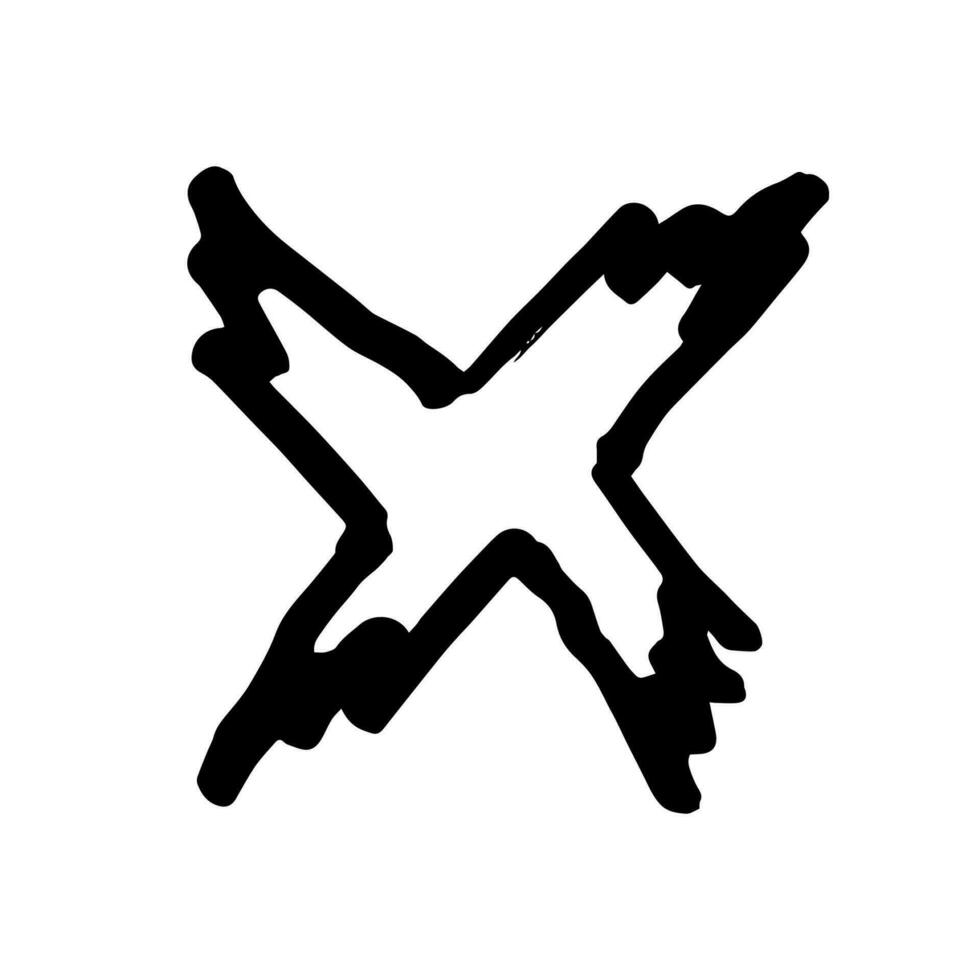 X symbol doodle hand drawing marker style vector