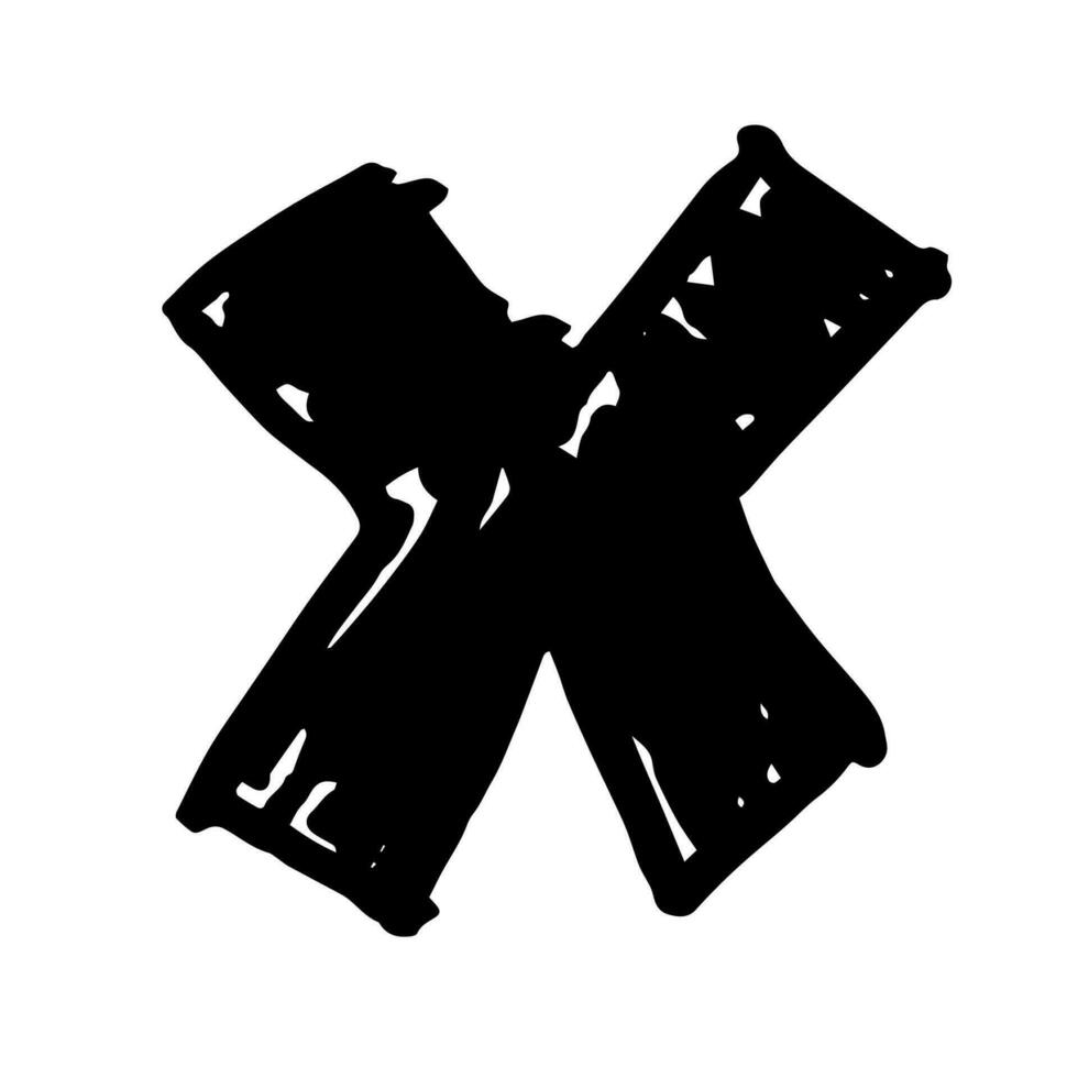 X symbol doodle hand drawing marker style vector