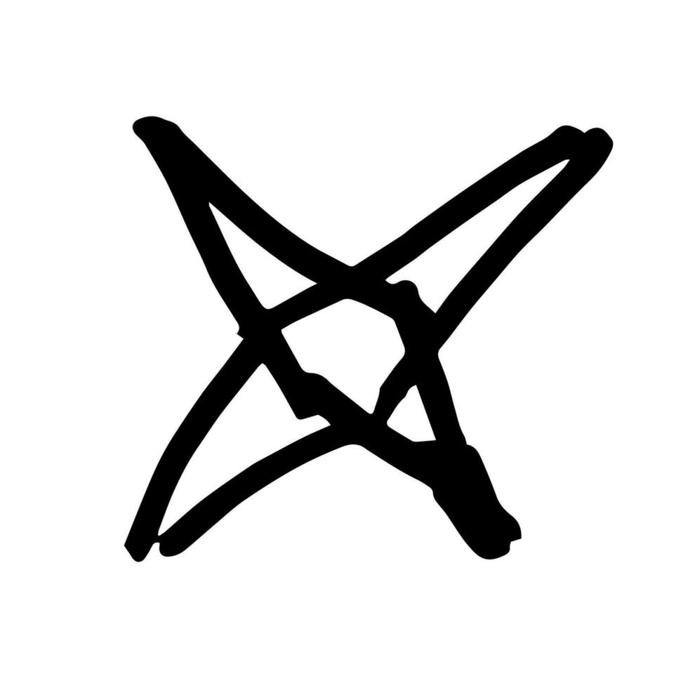 X symbol doodle hand drawing marker style vector