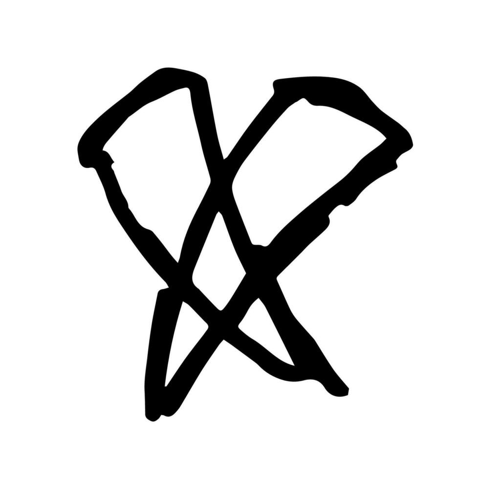 X symbol doodle hand drawing marker style vector