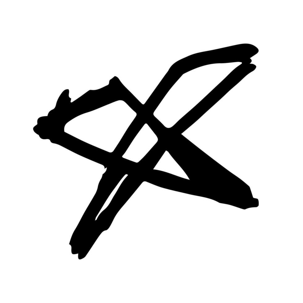 X symbol doodle hand drawing marker style vector