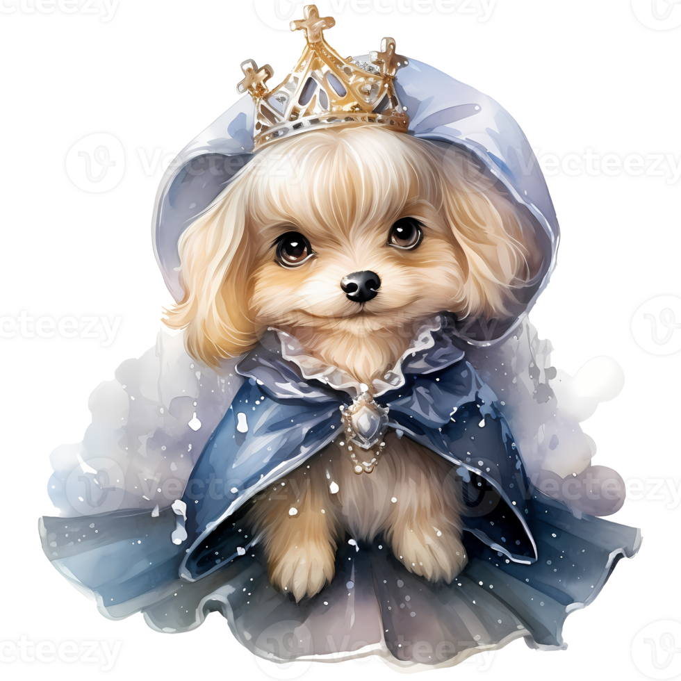 söt hund prinsessa och prins kostym illustration ai generativ png