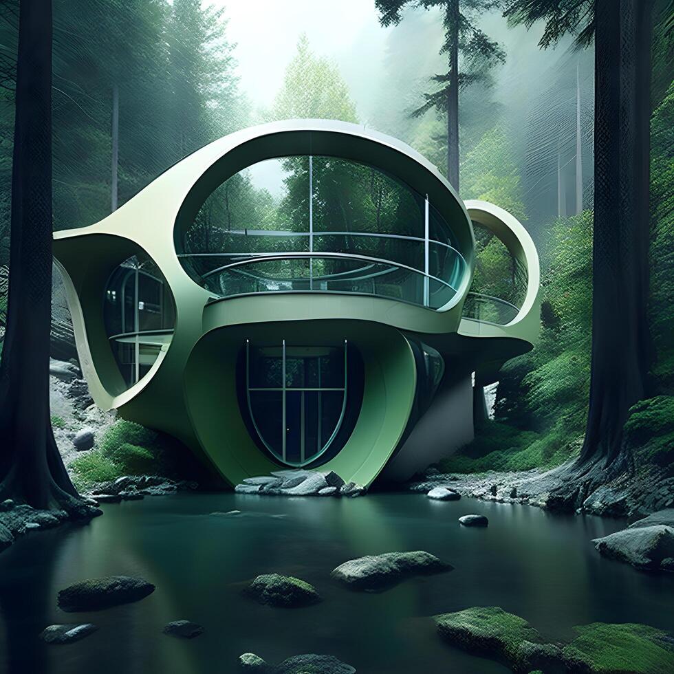 House embedded into the River terrain design. . photo
