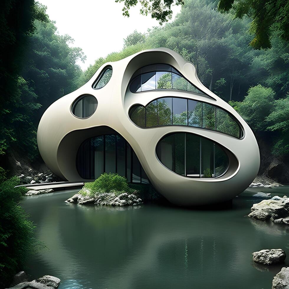House embedded into the River terrain design. . photo
