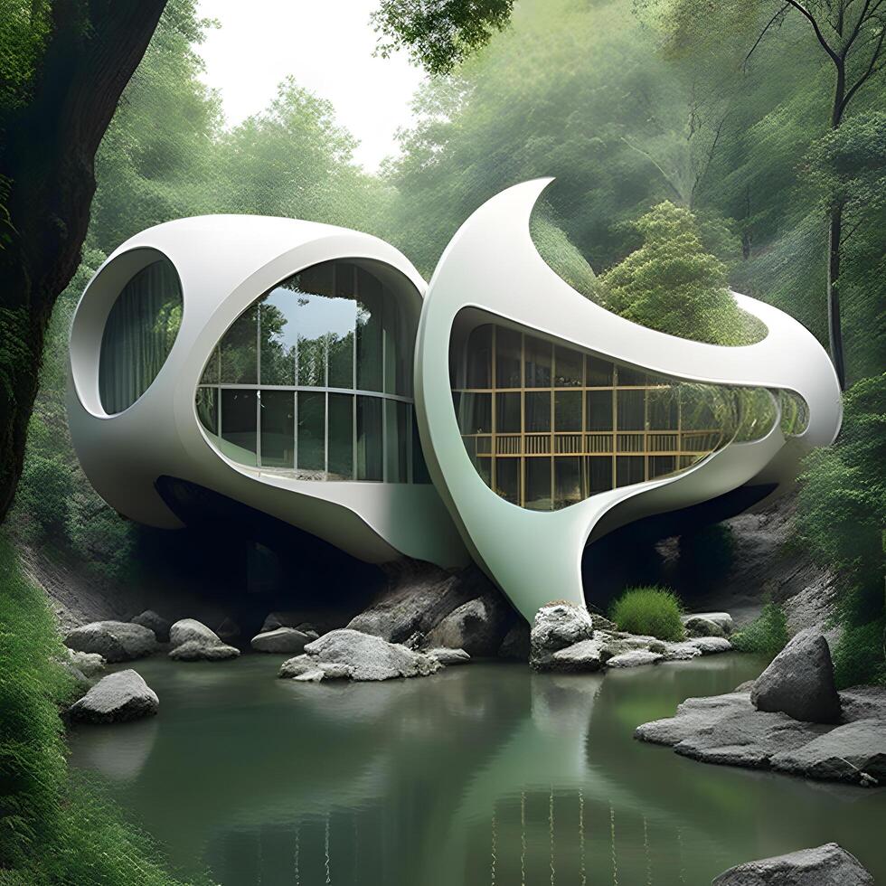 House embedded into the River terrain design. . photo