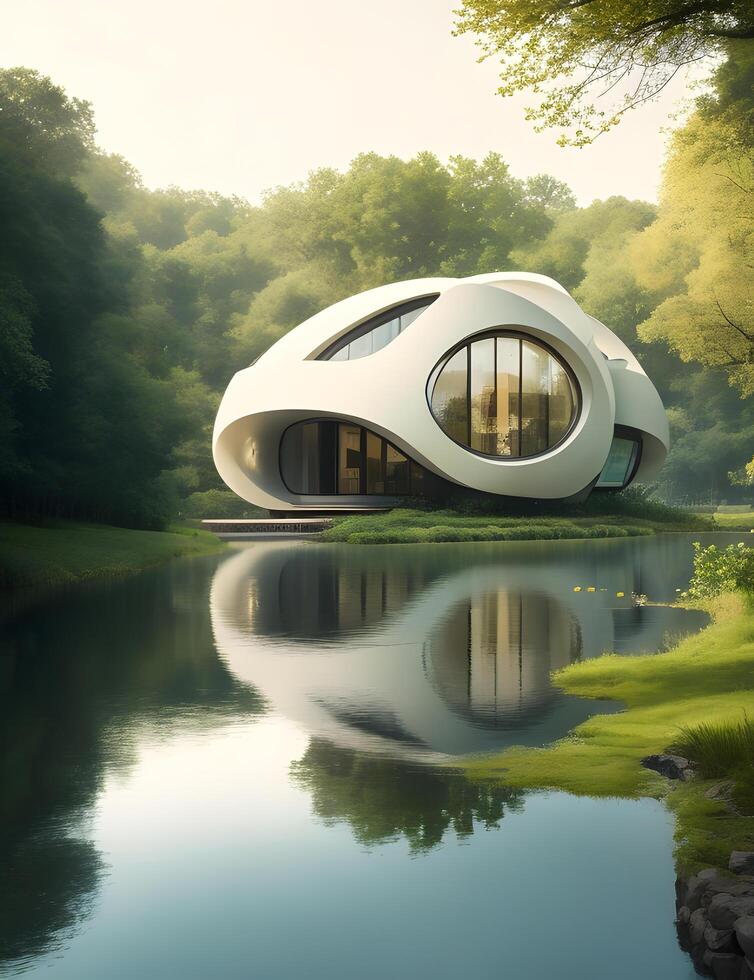 House embedded into the River terrain design. . photo