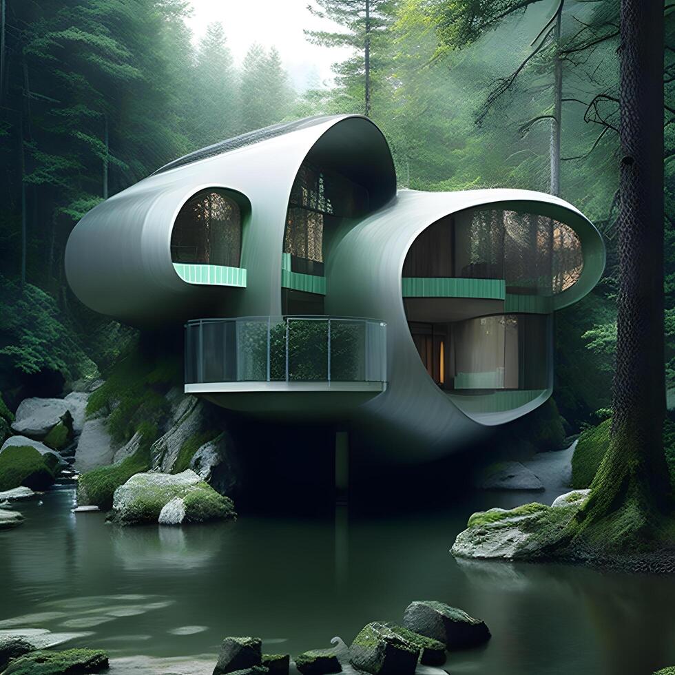 House embedded into the River terrain design. . photo