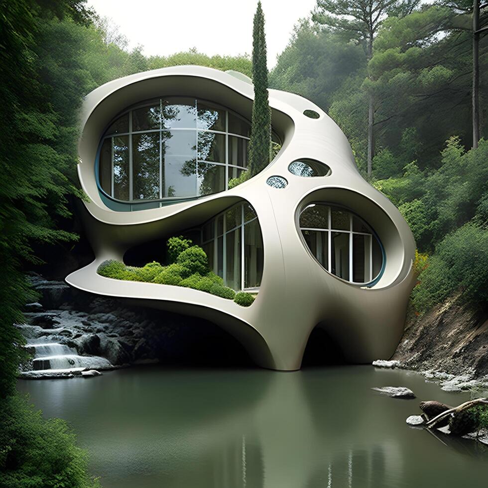 House embedded into the River terrain design. . photo