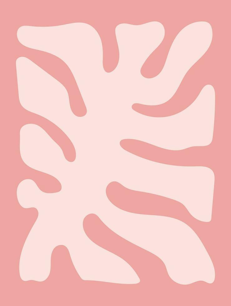 Abstract aesthetic floral poster with organic shapes. Contemporary minimal wall art decor. Matisse vector print. Pink colors