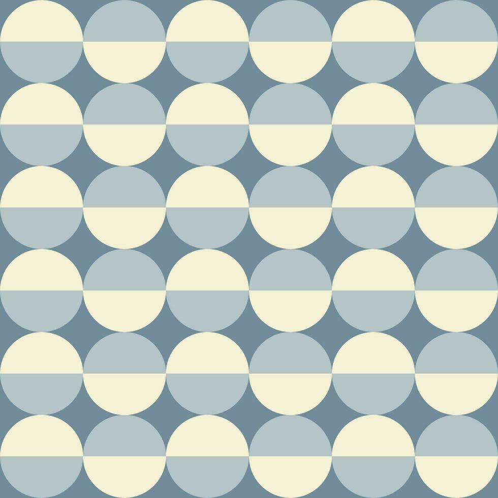 Trendy geometric seamless pattern with semicircles on a blue background. Modern abstract monochrome background. Blue and beige colors. Vector illustration
