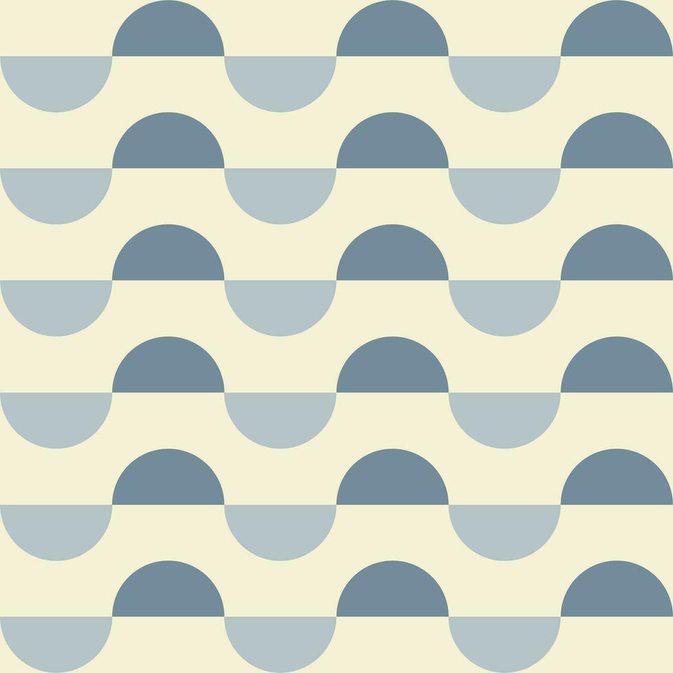 Trendy geometric retro seamless pattern with semicircles on a beige background. Modern abstract monochrome background. Blue and beige colors. Vector illustration