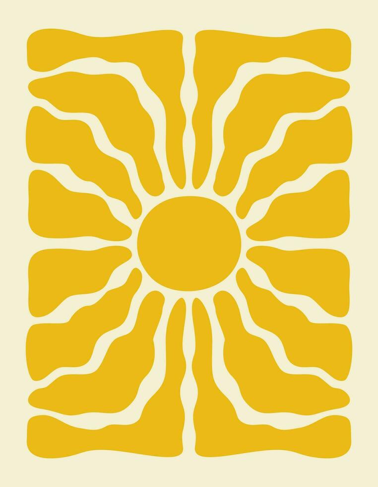 vertical retro maravilloso antecedentes con brillante rayos de sol en estilo años 60, años 70 de moda vistoso gráfico impresión. vector ilustración