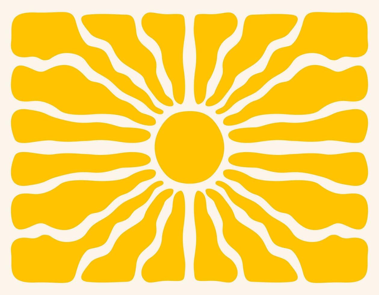 horizontal retro maravilloso antecedentes con brillante rayos de sol en estilo años 60, años 70 de moda vistoso gráfico impresión. vector ilustración