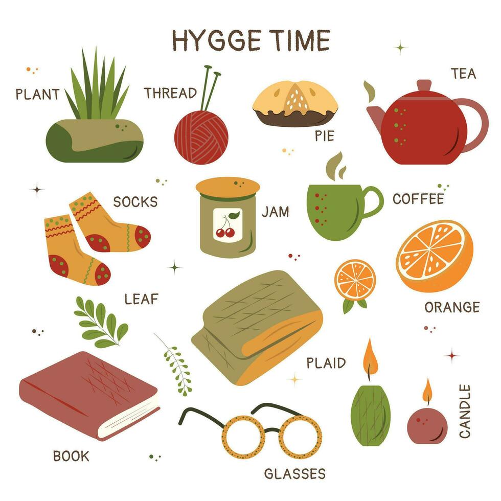 Hygge time card vector