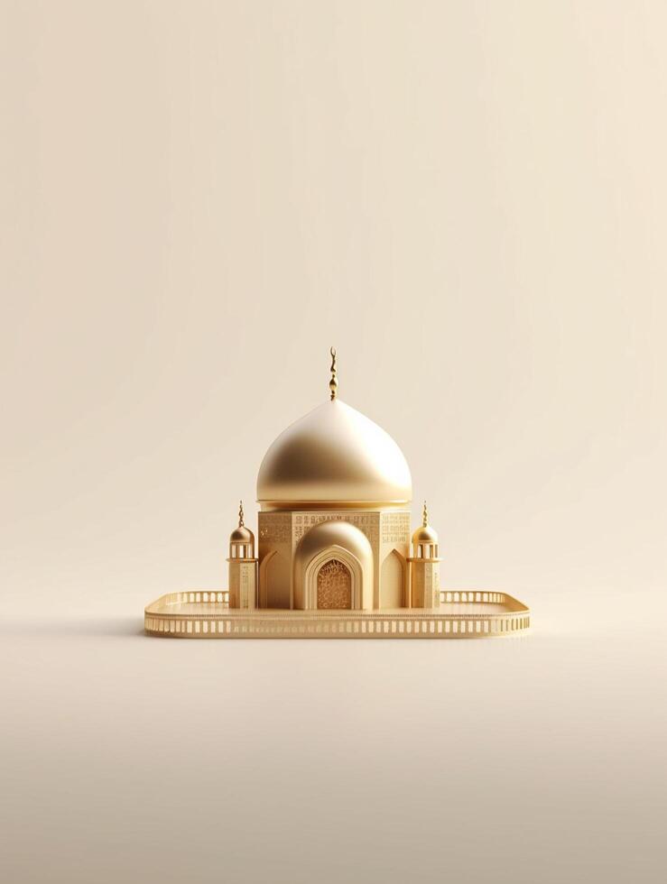 islámico linda 3d mezquita para Ramadán y eid saludo antecedentes ai generativo foto