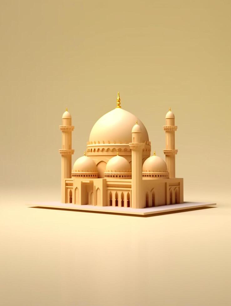 Islamic cute 3d mosque for ramadan and Eid greeting background photo