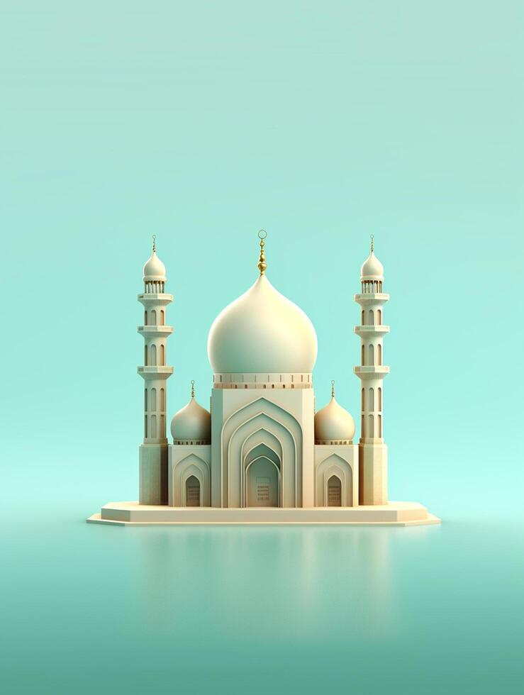 Islamic cute 3d mosque for ramadan and Eid greeting background photo