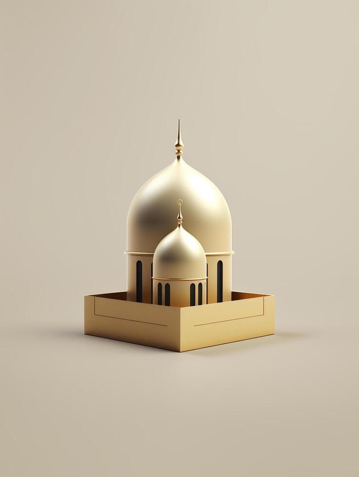 Islamic cute 3d mosque for ramadan and Eid greeting background photo