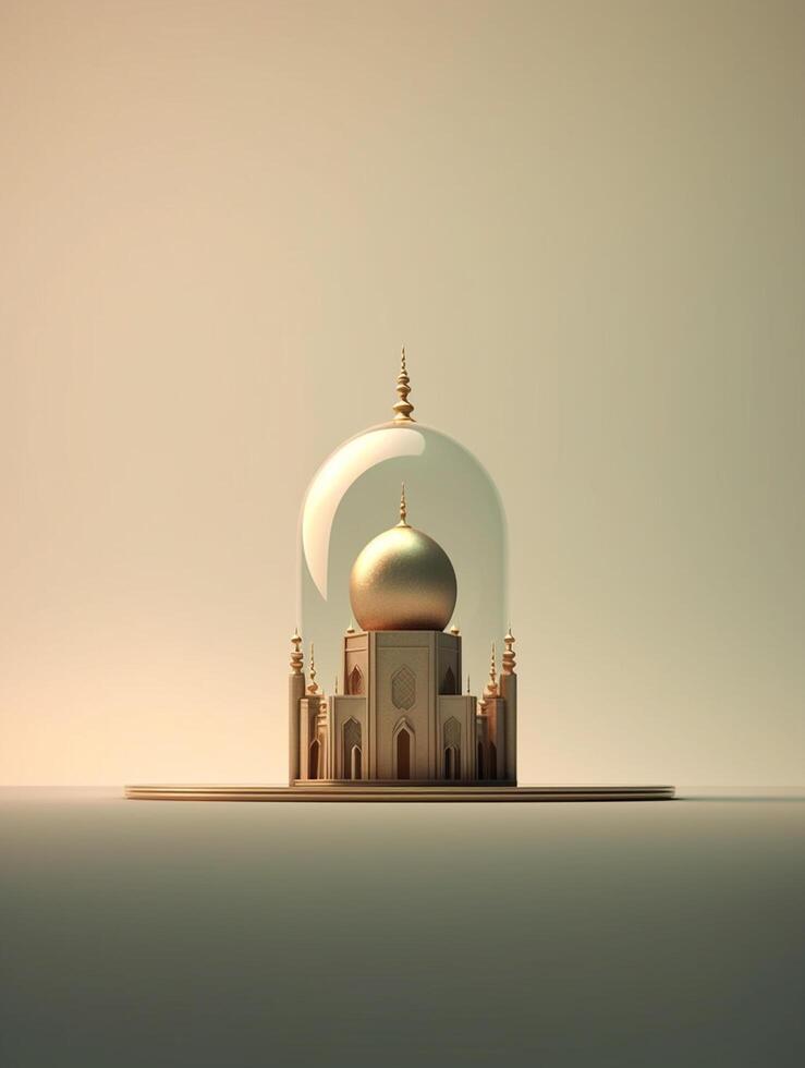 Islamic cute 3d mosque for ramadan and Eid greeting background photo