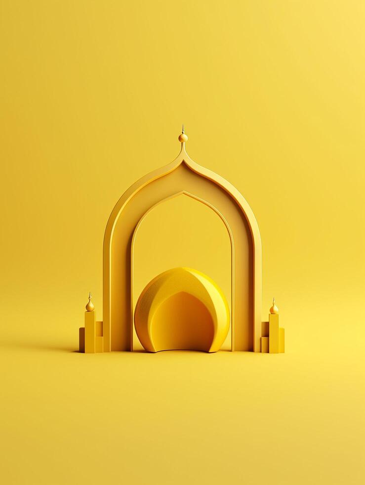 Islamic cute 3d mosque for ramadan and Eid greeting background photo