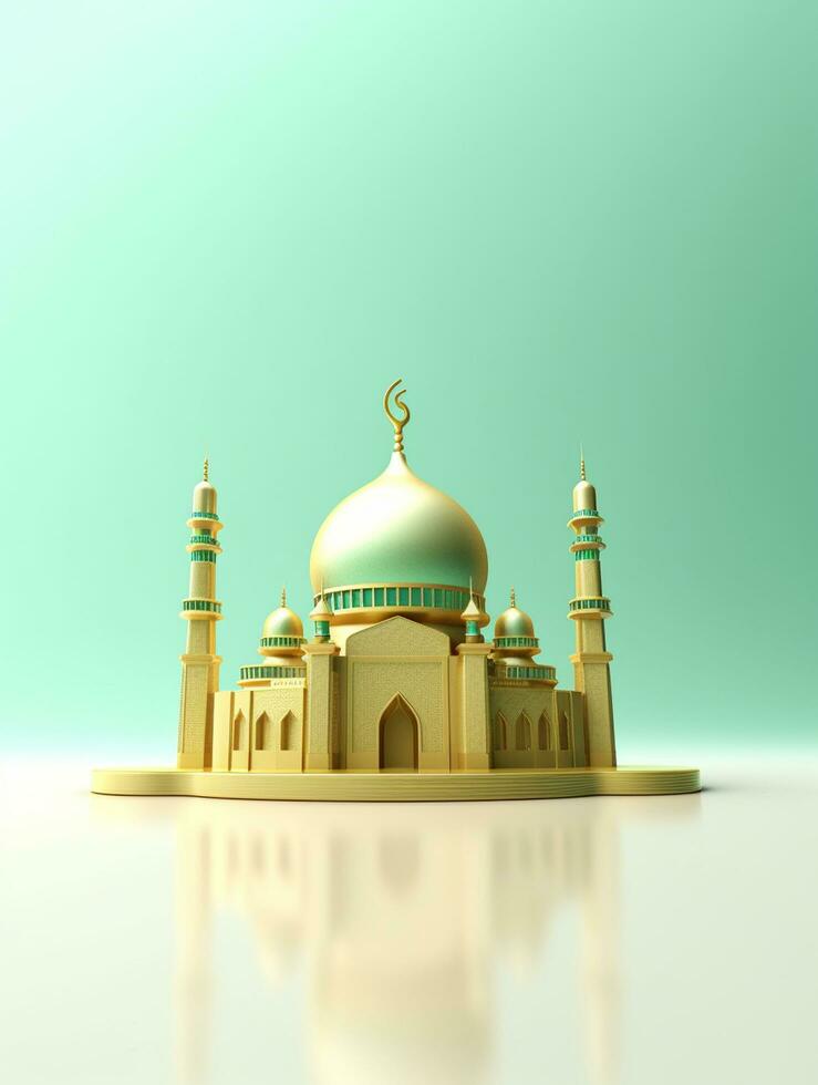 islámico linda 3d mezquita para Ramadán y eid saludo antecedentes foto