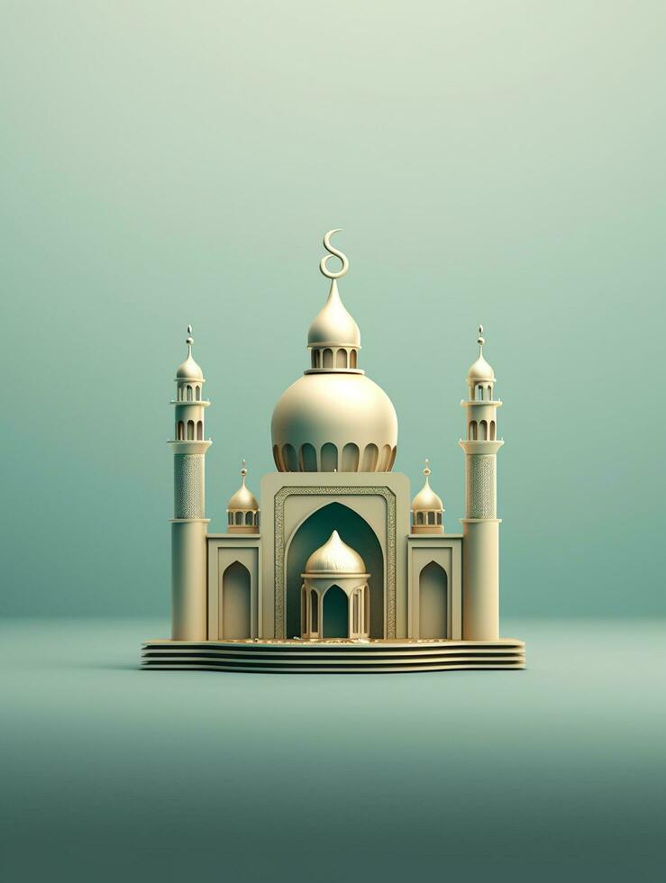 Islamic cute 3d mosque for ramadan and Eid greeting background photo