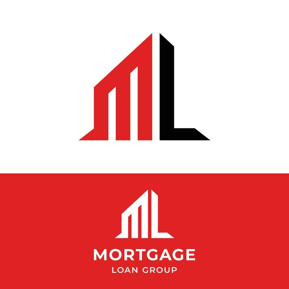 Letter Monogram M L ML LM in Simple Modern Logo vector