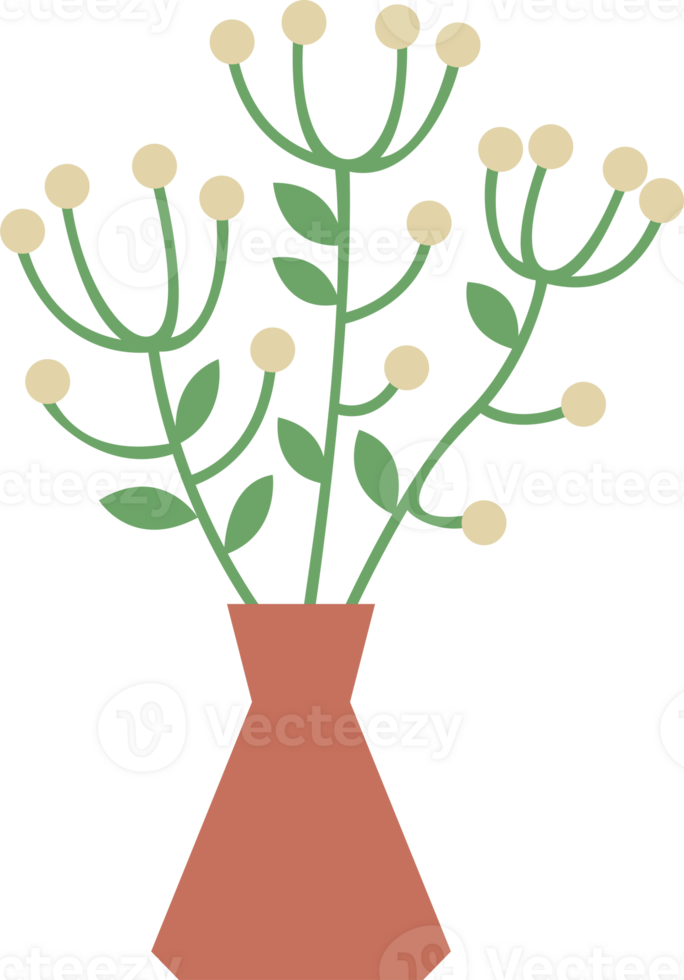 House plant, flowers in a vase. PNG with transparent background